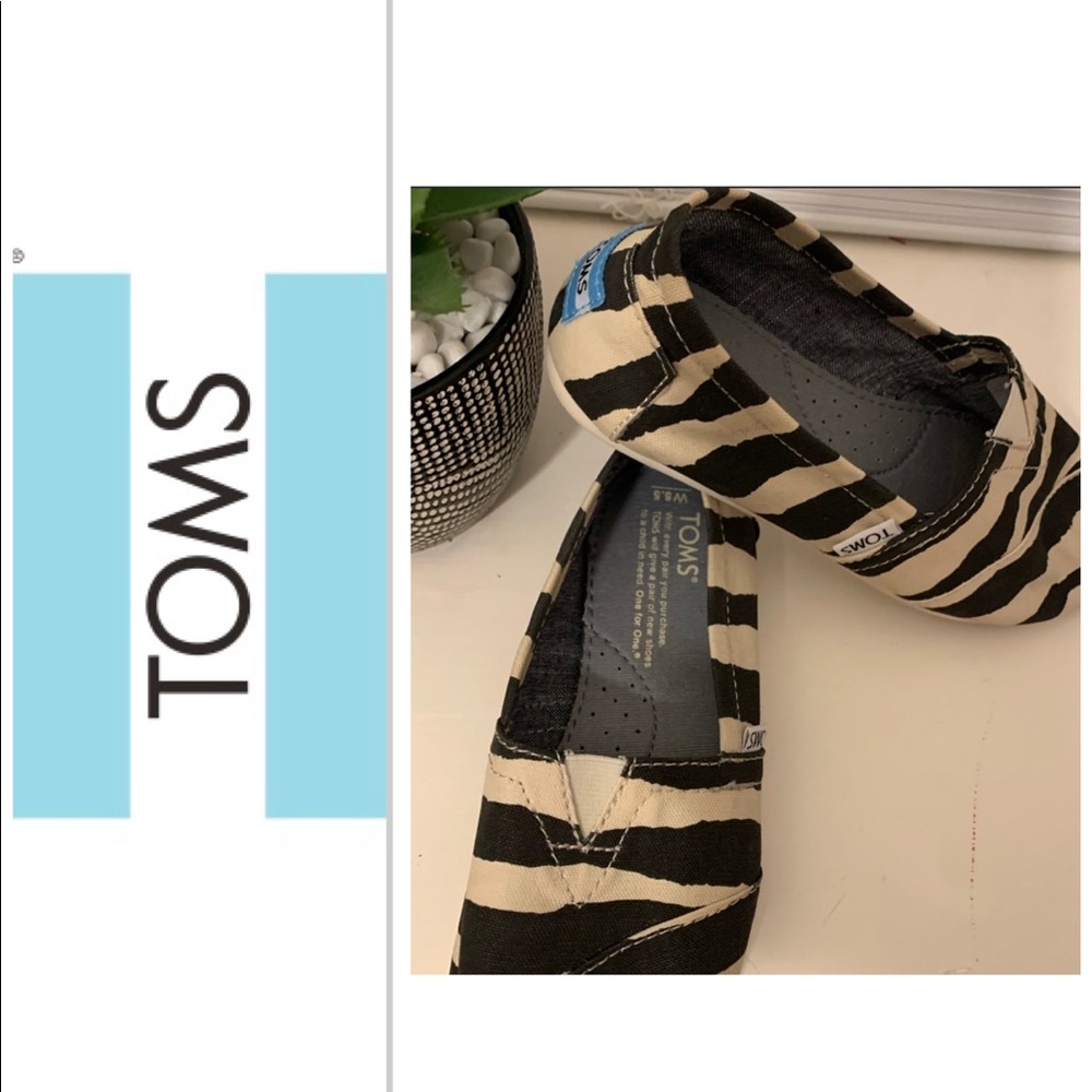 TOMS-zebra black and white zebra hemp flats